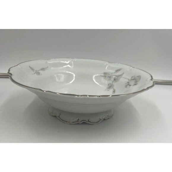 Vintage Hutschenreuther Gray Rose 10" Round Vegetable Bowl Porcelain Germany - Picture 2 of 5
